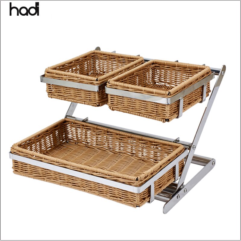 Bread Basket Manufacturer - Wholesale Outdoor 2 Tier Rattan Basket