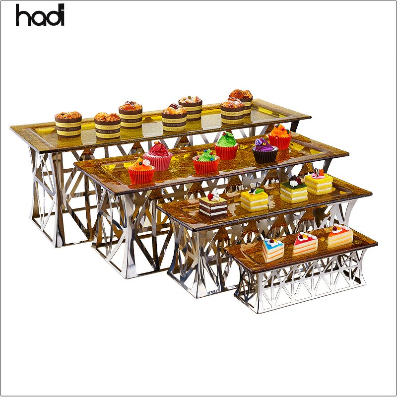 Buffet Riser Manufacturer - Modern Glass Top Elevation Display Stand