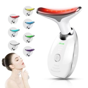 Home Use Vibration Beauty Skin Care Facial Tightening Massager Red Light Therapy Microcurrent Lift Neck Massage Device