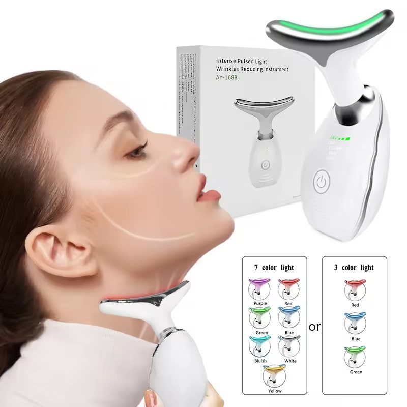 PSB Anti Wrinkles High Frequency Vibration 3 Modes Light Neck Massager Lift Skin Rejuvenation Tightening Neck Massager Device