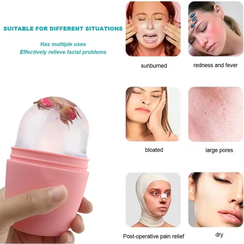 Freeze Mold Tool  Iceball Cube Facial Massage Silicone Ice Ball Globes Roller Face Lifting Massager