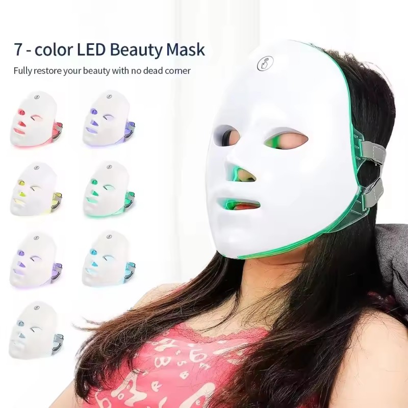 Skin Care Rechargeable 7 Color Led Photon Light Therapy Beauty Spa Treatment Wrinkle Removal Facial Hydration Face Mask