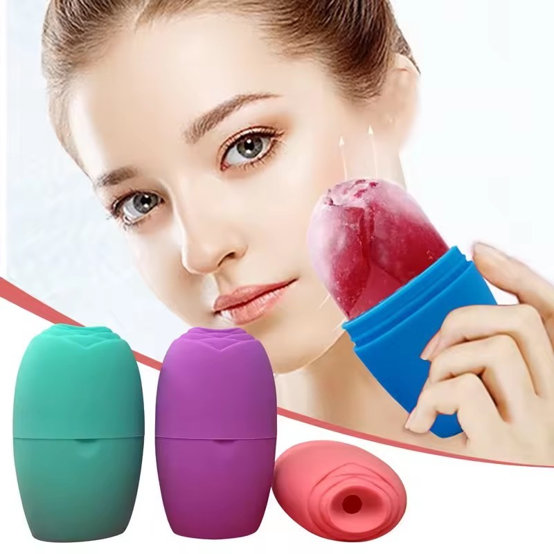 Remove Dark Circle Pore Shrink Silicone Facial Ice Roller Reusable Ice Cube Cups Face Ice Ball Massager