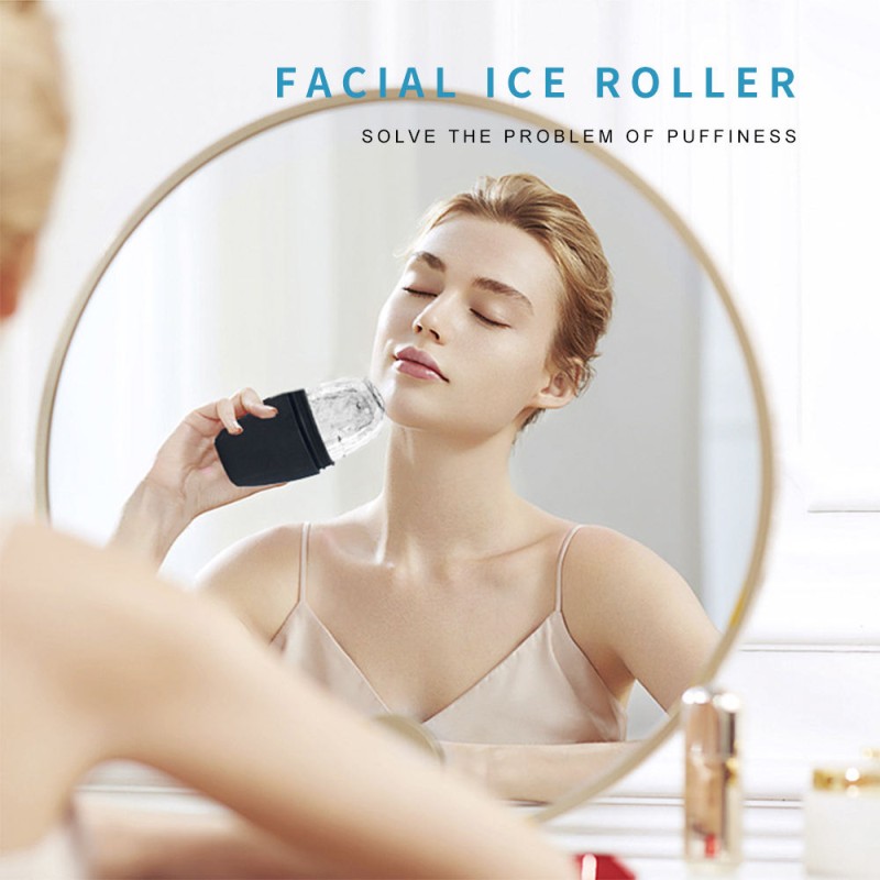 Facial Ice Roller Pores Reduce Fine Lines Reusable Rose Head Eco-friendly Ice Roller Silicone Face Massage Tool Body Eyes