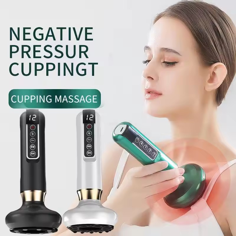 Cupping Gua Sha Silicone Massage One Button Pressure Relief Heating Smart Electric  Vaccum Therapy Massager Machine