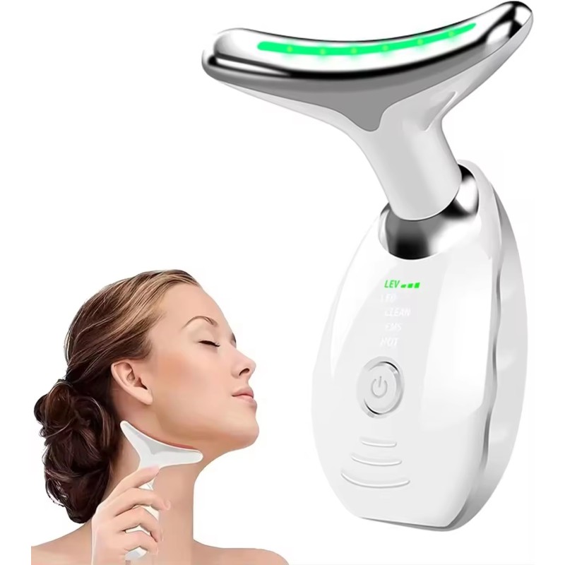 PSB Anti Wrinkles High Frequency Vibration 3 Modes Light Neck Massager Lift Skin Rejuvenation Tightening Neck Massager Device