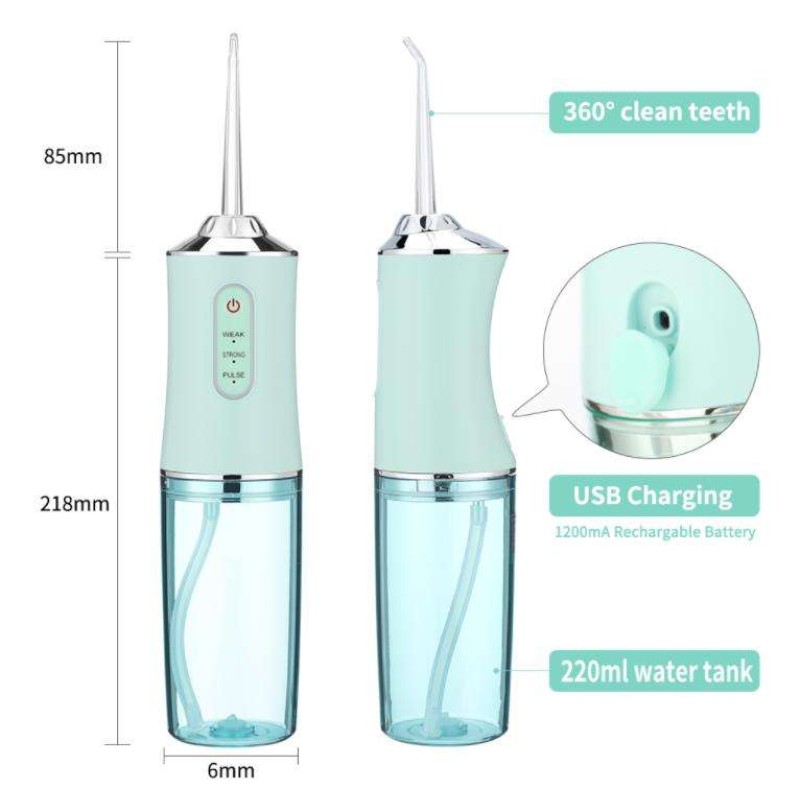 Teeth Water Flosser Portable Water Pick Cordless Oral Irrigator With 400 Ml Detachable Water Tank for Dental Cleaning Care