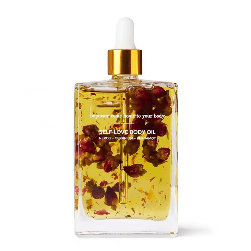 Private Label Rose Multi-Use Oil for Face  Body and Hair Vitamin E Moisturizer for Dry Skin Rose Flower Facial Oil