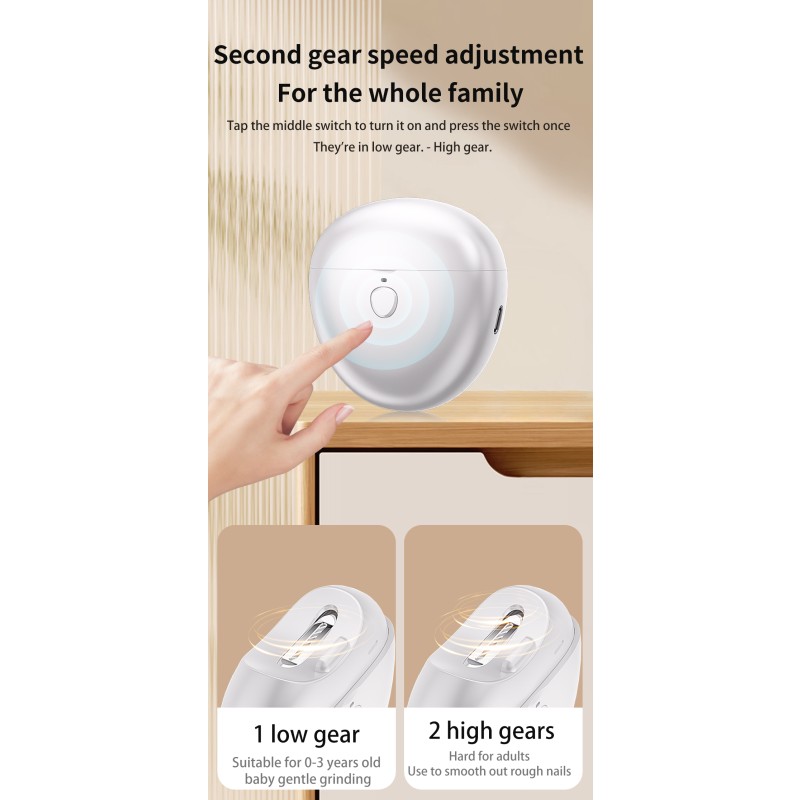 High Quality Ultra-Quiet Electric Nail Clippers for Adults Rechargeable Nail Grinder With Stainless Steel Blade for Nail Art