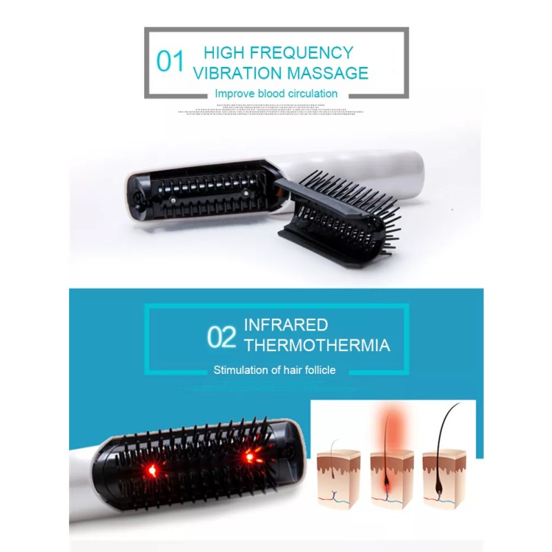 Infrared Laser Hair Growth Comb Styling Hair Loss Growth Treatment Vibrating Comb Hair Scalp Massager Silicone Head Massager