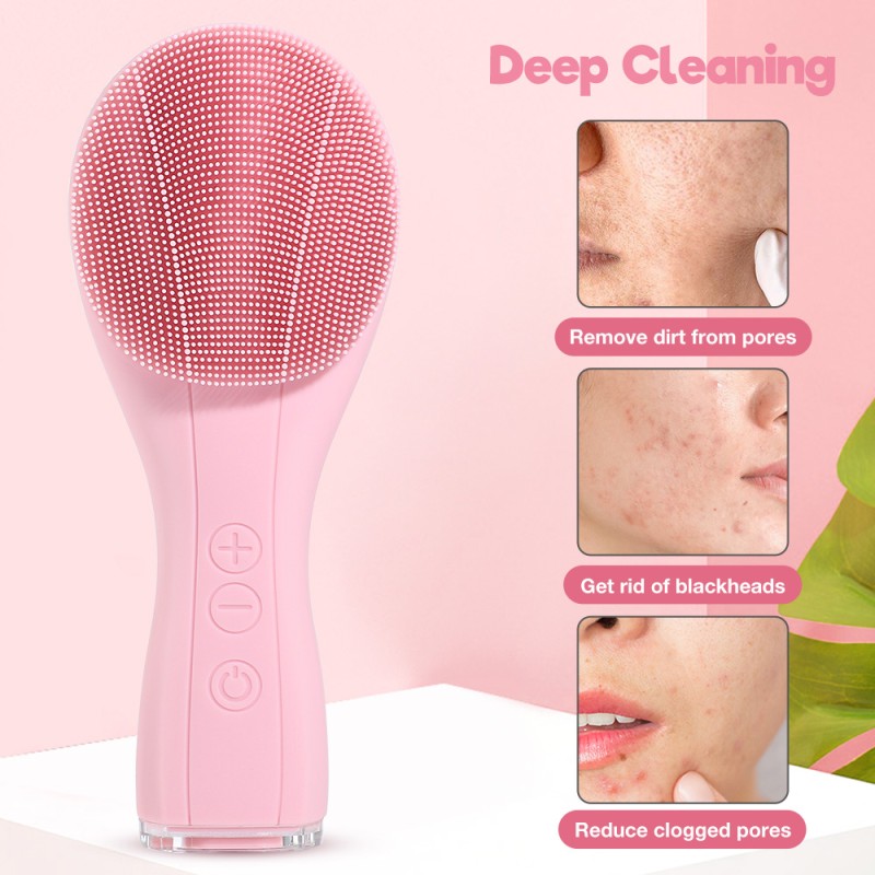 Electric Skin Massager Vibration Face Cleanser Sonic Silicone Facial Cleansing Brush