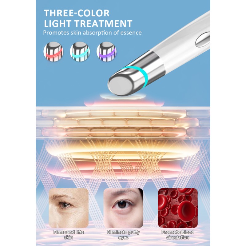 5 in 1 Eye Beauty Device Facial Massager Led Red Light Therapy Wand for Relax Eye Dark Circles Eye Bags Puffiness Skincare Tool