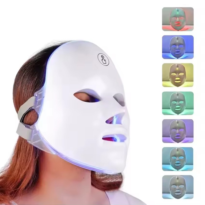 Skin Care Rechargeable 7 Color Led Photon Light Therapy Beauty Spa Treatment Wrinkle Removal Facial Hydration Face Mask
