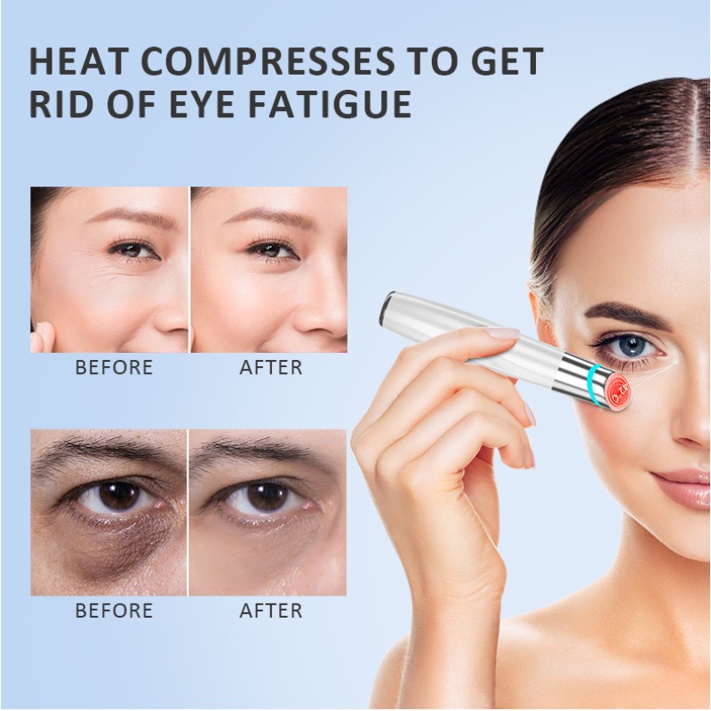 Vibrating Thermal Massager LED Photon Light Therapy Eye Mini Pen Facial Vibration Anti Aging Wrinkle Electric Eye Massager