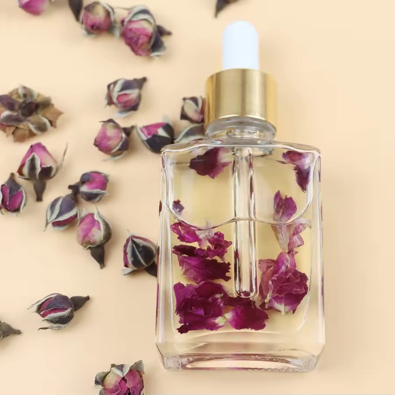 Private Label Rose Multi-Use Oil for Face  Body and Hair Vitamin E Moisturizer for Dry Skin Rose Flower Facial Oil