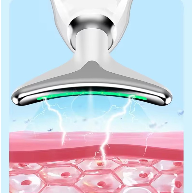 Neck Facial Beauty Device Colorful LED Photon Therapy Skin Tighten Reduce Double Chin Anti Wrinkle Remove Lifting Massager