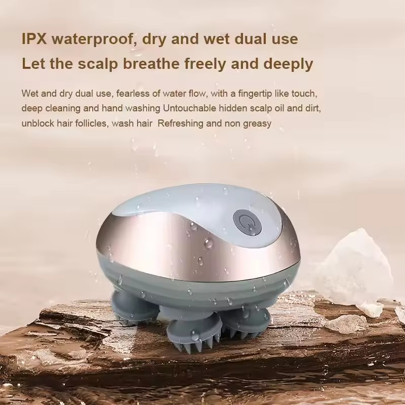 Mini Silicone Octopus Claw Portable Battery Operated Self Massage Electric Vibrating Head Hair Scalp Massager for Relaxing