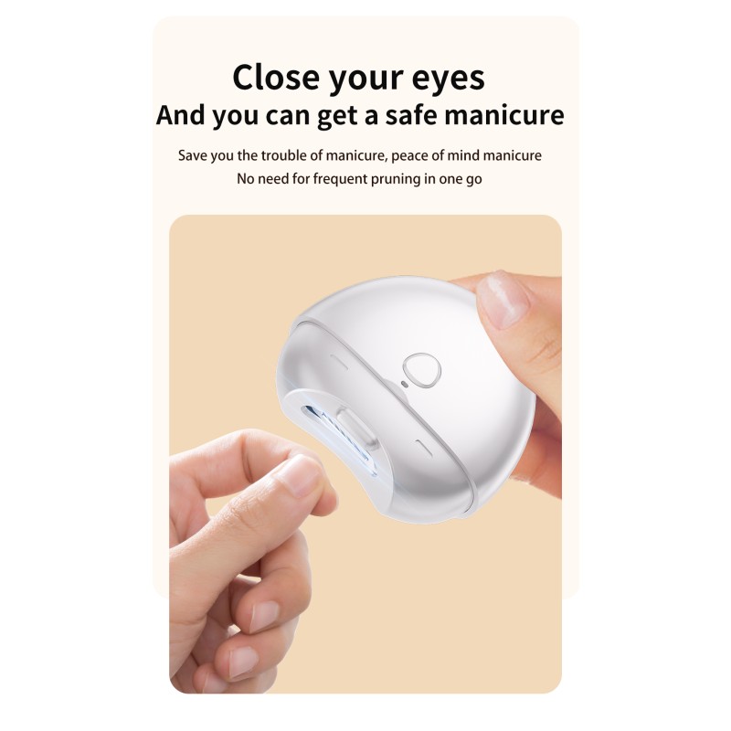 Baby Electric Automatic Mini Nail Clipper Manicure Tool USB Rechargeable 3 Speed Modes Fingernail Grinder Trimming With Light