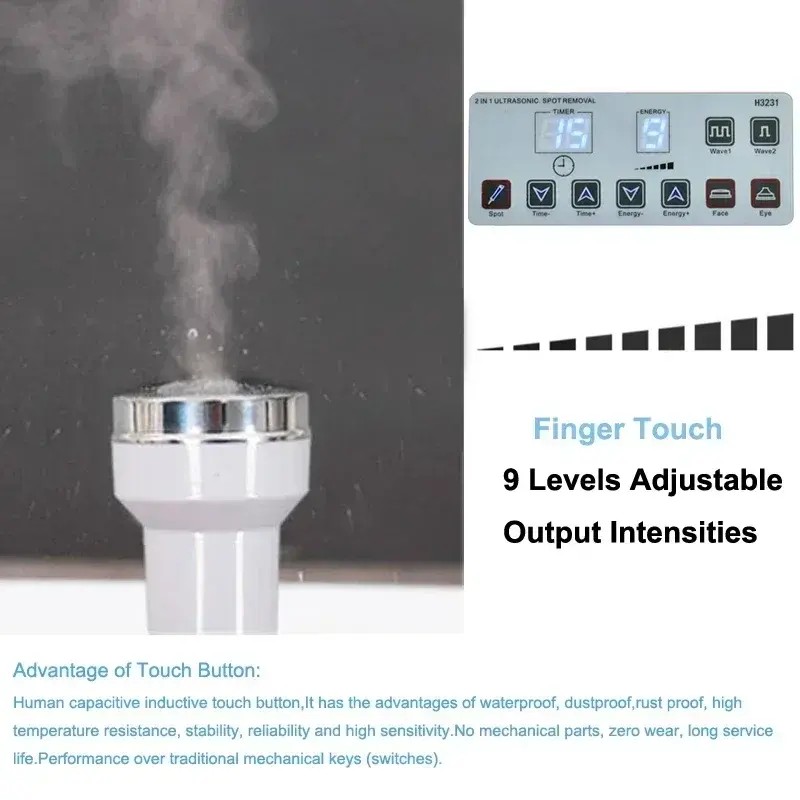 3 in 1 Ultrasonic Facial Machine Spot Tattoo Removal Anti Aging Ultrasound Face Body Massager Skin Deep Cleaning Beauty Device