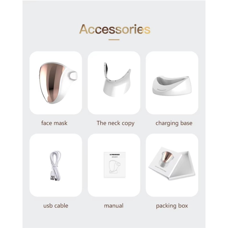 LED Face Mask Facial Treatment 3 Color LED Photodynamic Brighten Beauty Device Whitening and Rejuvenating Skin Care