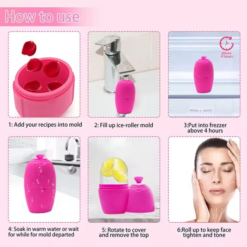 Remove Dark Circle Pore Shrink Silicone Facial Ice Roller Reusable Ice Cube Cups Face Ice Ball Massager