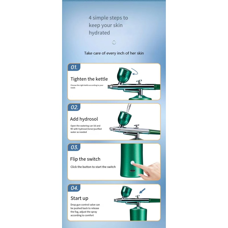 Handheld Oxygen Injection Machine Water Oxygen Airbrush Beauty Device Hydrogen Oxygen Facial Beauty Machine for Home Use