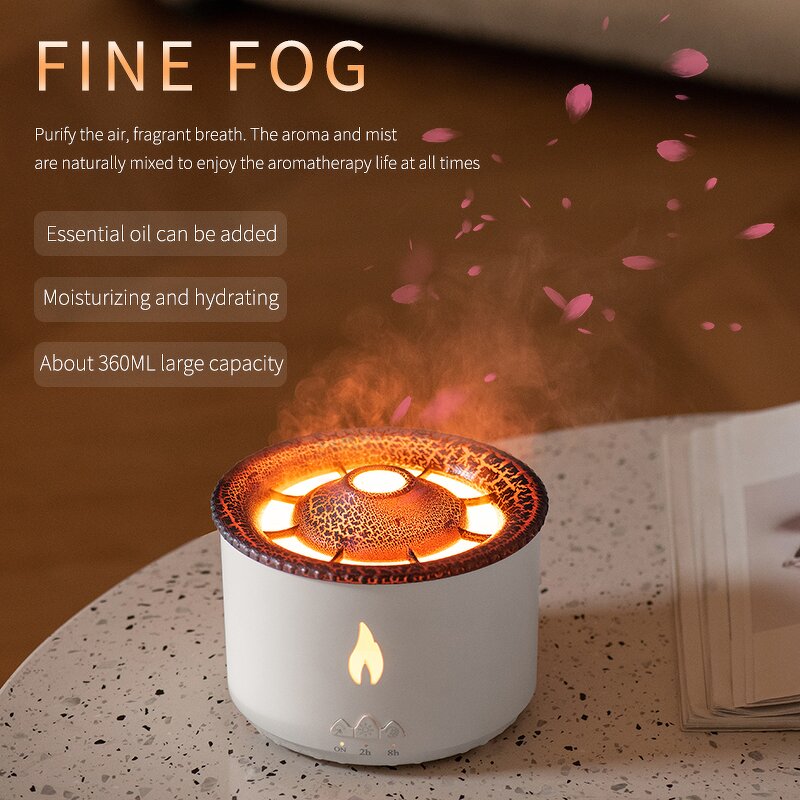 Volcano Aroma Diffuser Supplier - 3D Flame Ultrasonic 360ml Jellyfish Spray