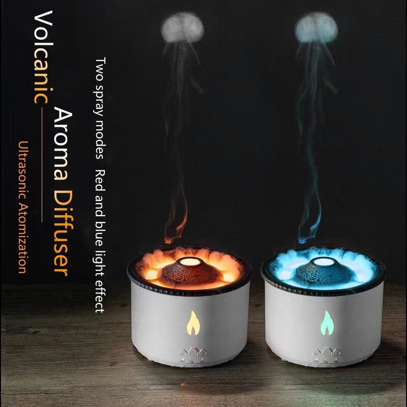 Volcano Aroma Diffuser Supplier - 3D Flame Ultrasonic 360ml Jellyfish Spray