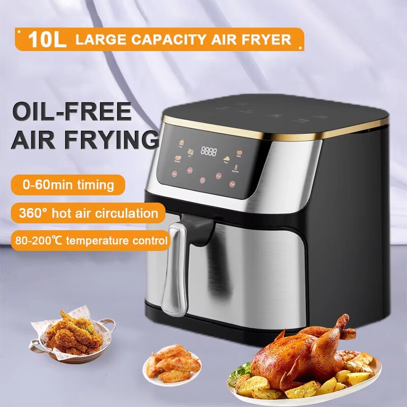 Stainless Steel Air Fryer Supplier - 10L Large Capacity Household Commercial