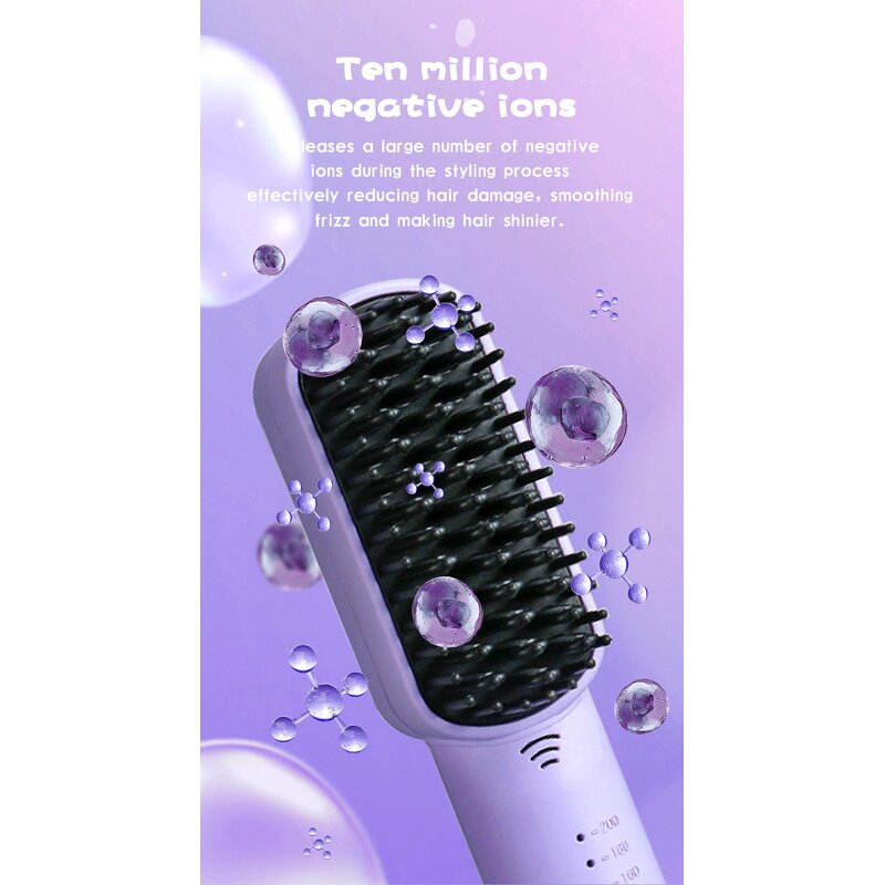 USB Hair Straightener Supplier - Portable Flat Brush Anti-burn Wireless