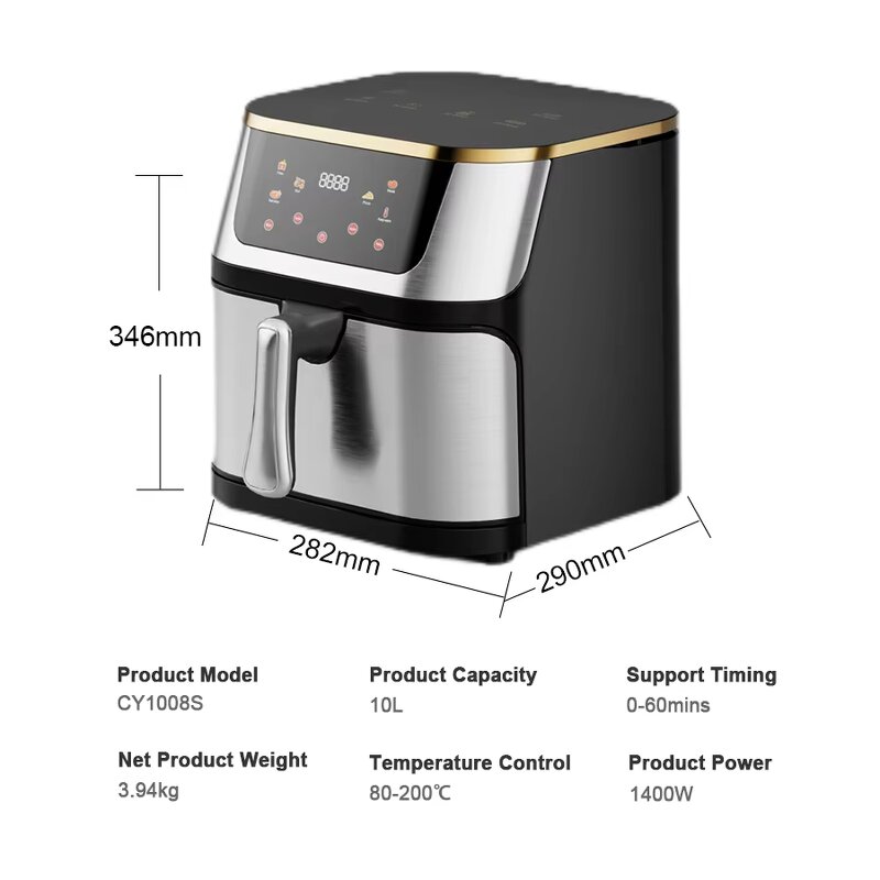 Large Capacity Air Fryer Manufacturer - 10L Plastic Modern Smart Electric Oven