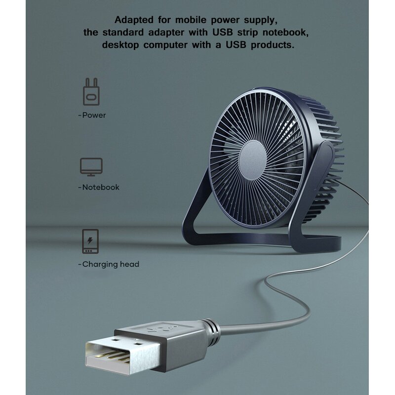 USB Desk Fan Manufacturer - 5" Mini Plug-In Silent Office Electric Fan