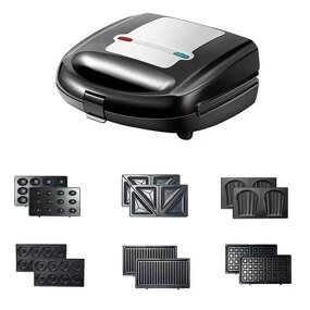 Waffle Maker Factory - Stainless Steel 6 in 1 Electric Grill Sandwich Maker