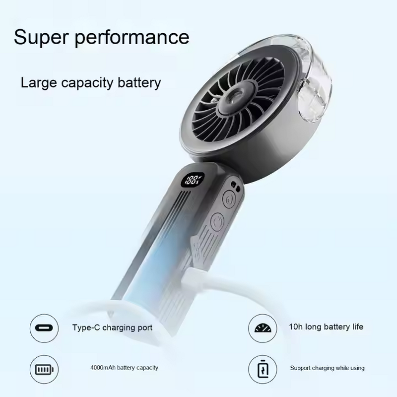 Water Mist Fan Supplier - Portable Rechargeable Folding USB High-Speed
