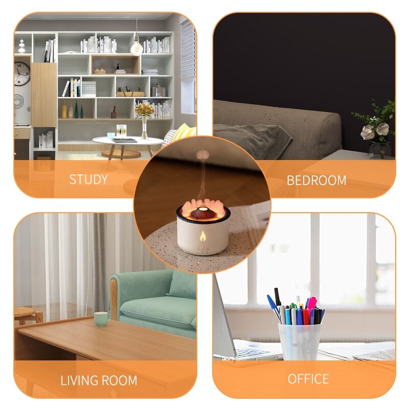Volcano Aroma Diffuser Supplier - 3D Flame Ultrasonic 360ml Jellyfish Spray