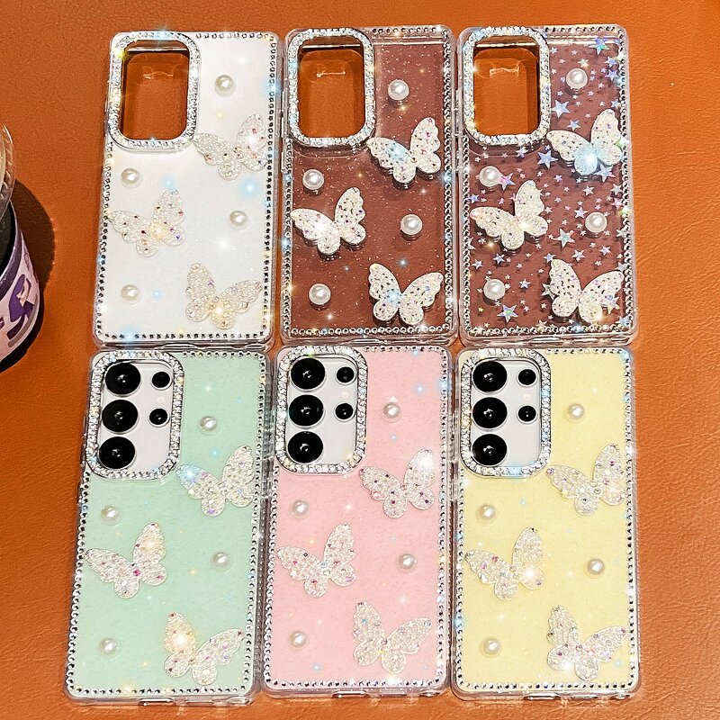 Bling Phone Case Factory - Saiboro Pearl Butterfly Glitter TPU+IMD Shockproof