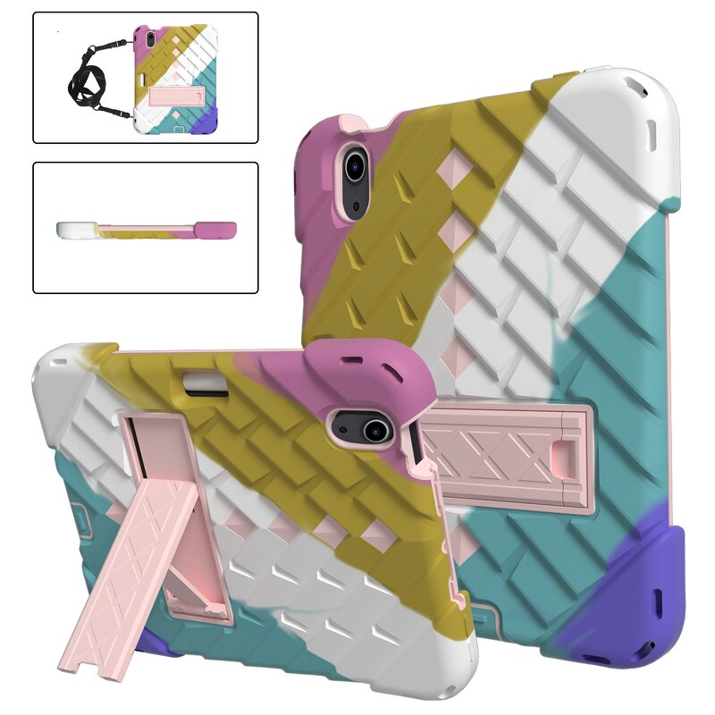 Anti Falling Tablet Cover Supplier - Strap Folding Kickstand Rainbow TPU for iPad Mini 6