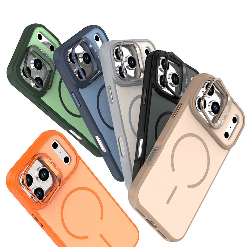 Magnetic Phone Case Factory - PC TPU Hybrid Matte Lens Protective Bracket