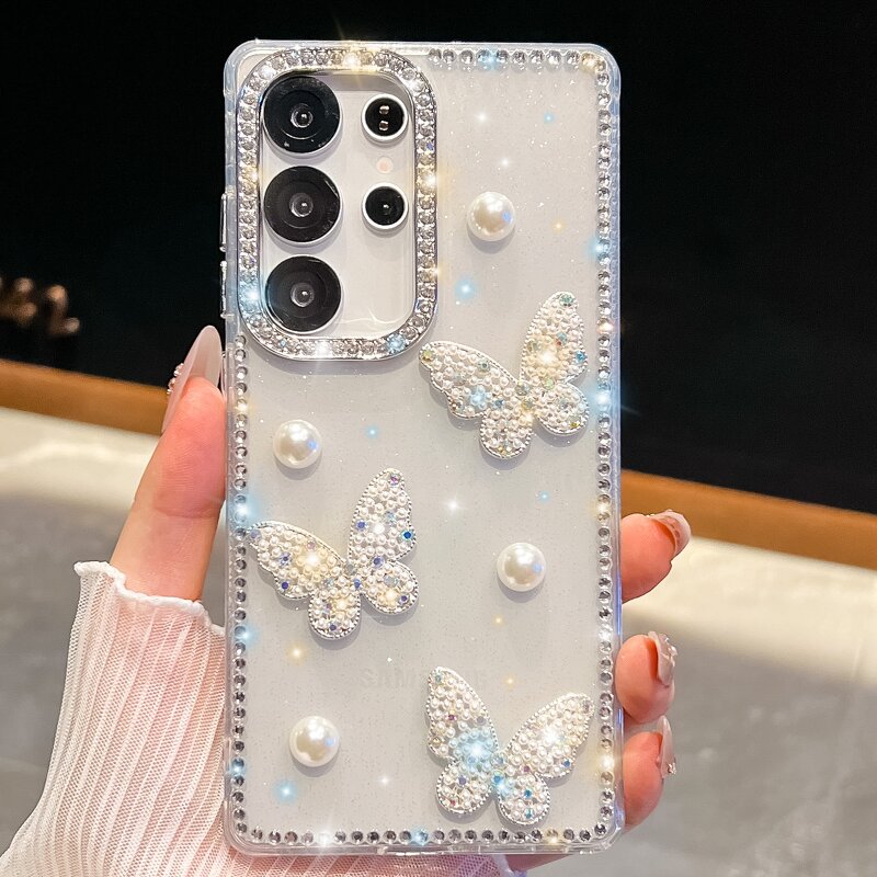 Bling Phone Case Factory - Saiboro Pearl Butterfly Glitter TPU+IMD Shockproof