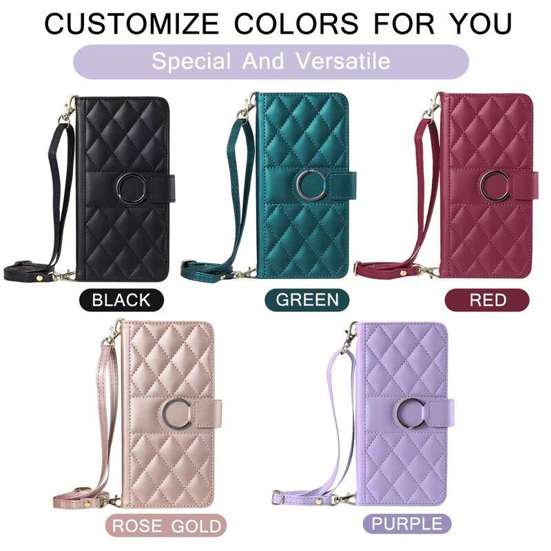 Wallet Phone Case Supplier - Leather Crossbody Strap for Samsung A Series Oppo