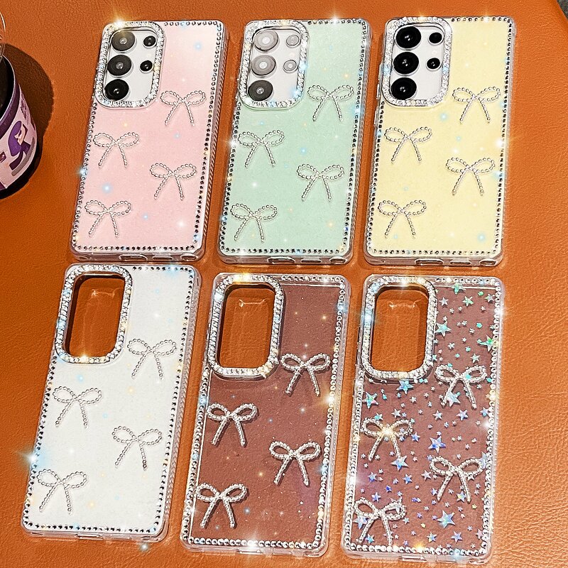 Diamond Frame Case Manufacturer - Bowknot Glitter for Samsung S25 Ultra iPhone