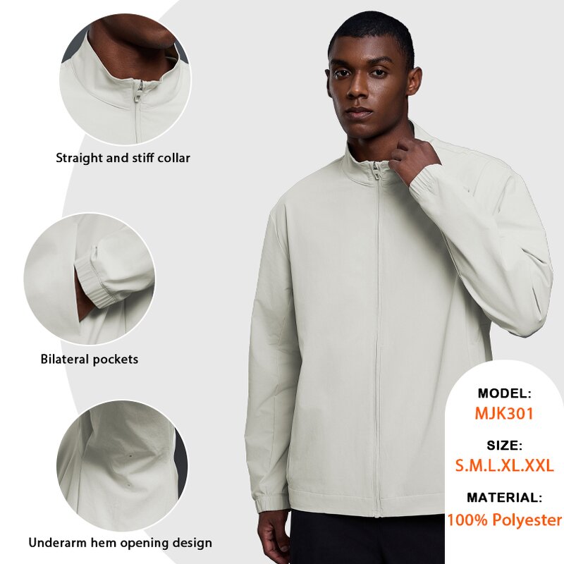 Stand Collar Jacket Factory - 100% Polyester Zip Long Sleeves Breathable Running
