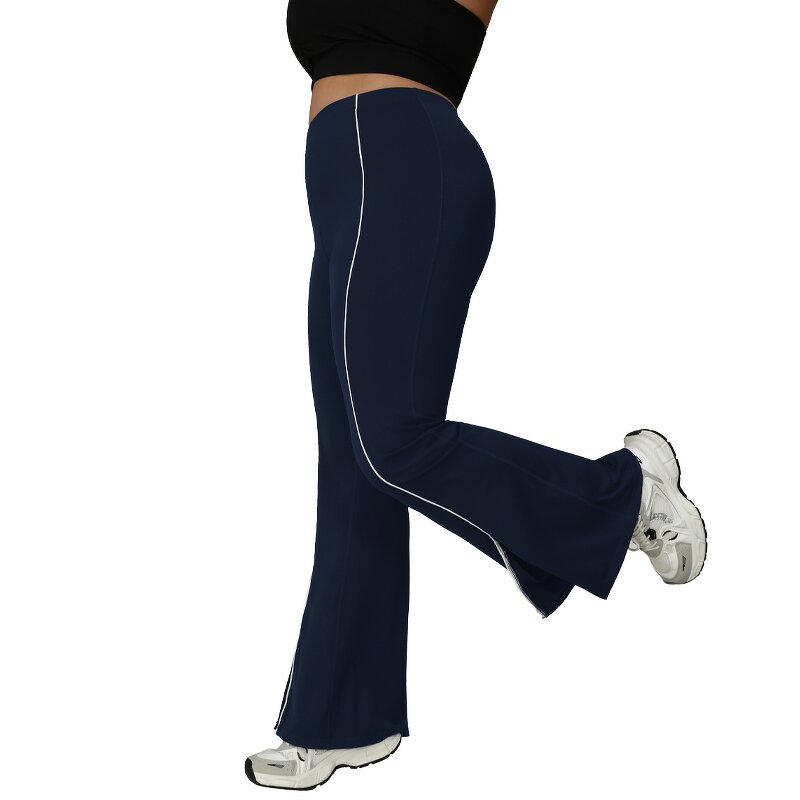 Plus Size Sportswear Factory - Contrast Color Nylon Spandex Custom Logo Flared