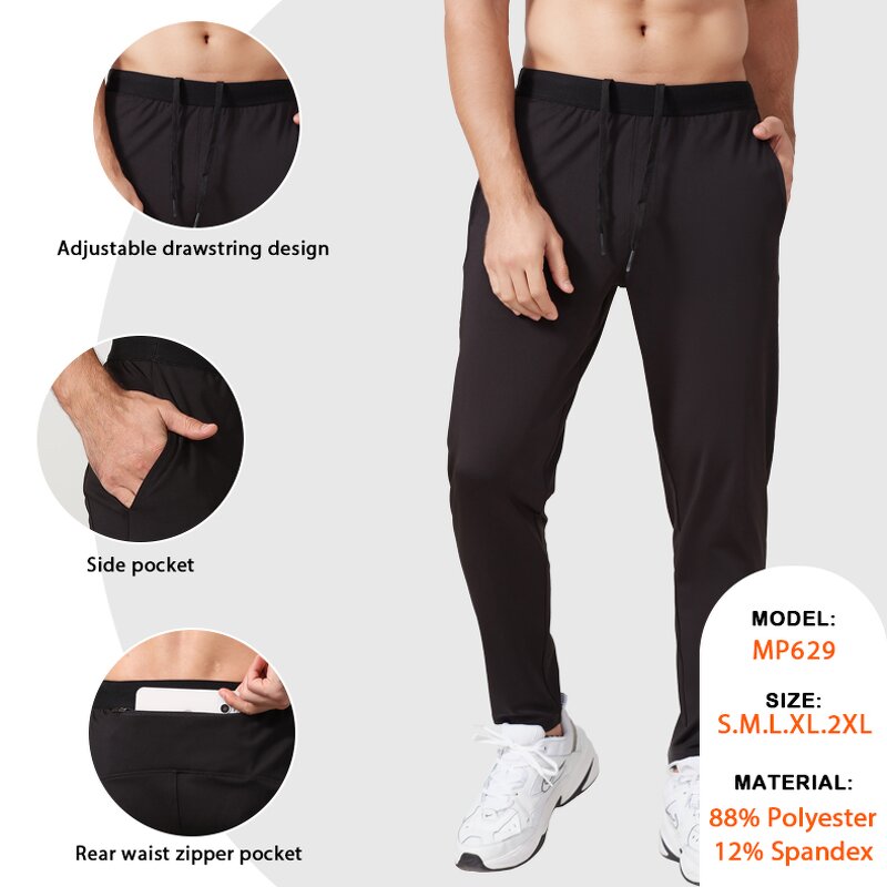 Drawstring Sweatpants Manufacturer - Quick Dry Side Back Pocket Solid Color Fitness