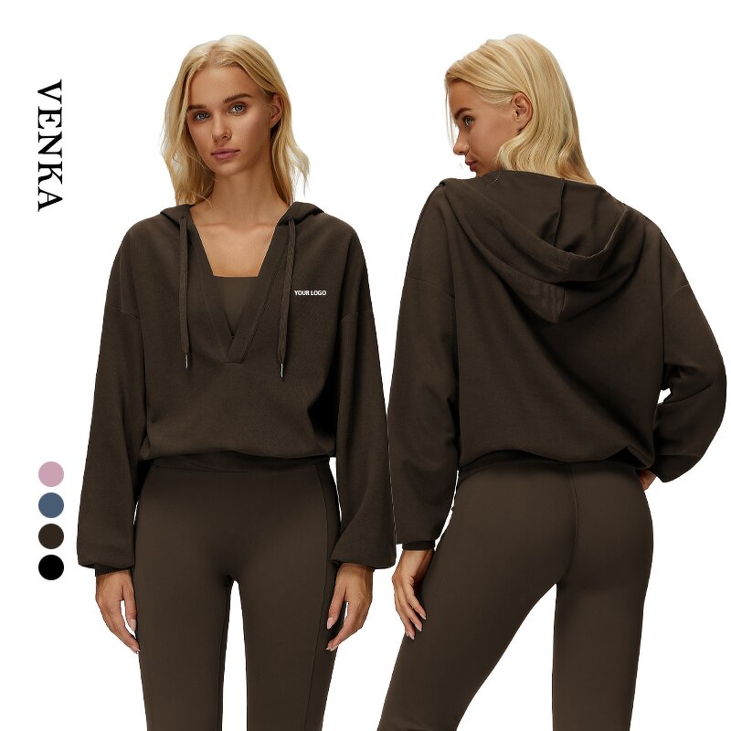 Loose T-Shirt Factory - Deep V Neck Casual Outdoor Soft Skin Sweatshirt