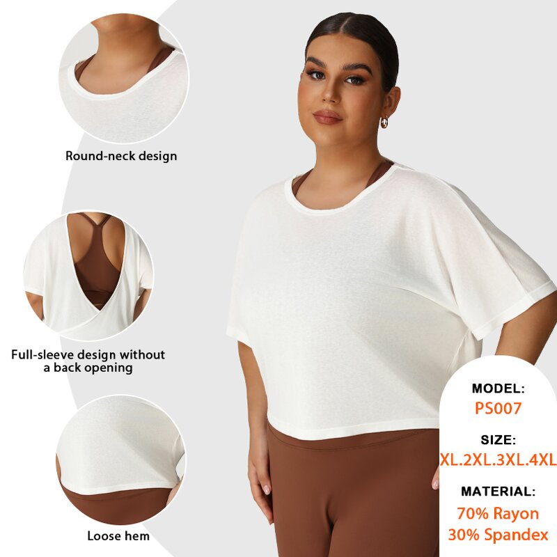Plus Size Sports Shirt Factory - Hollow Out Beautiful Back Round Neck Loose Fitness