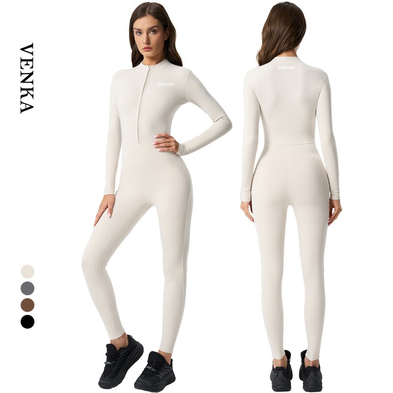 Winter Bodysuit Supplier - Front Zipper No T Line Dance Leggings Jumpsuit