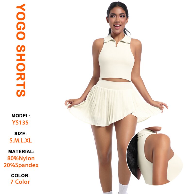 Women's Yoga Set Manufacturer - Breathable Tank Top High Waist 2-in-1 Skirt
