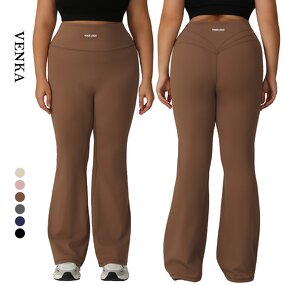 Sports Pants Plus Size Supplier - Fold Over High Waisted No T Line Wide Leg Flare