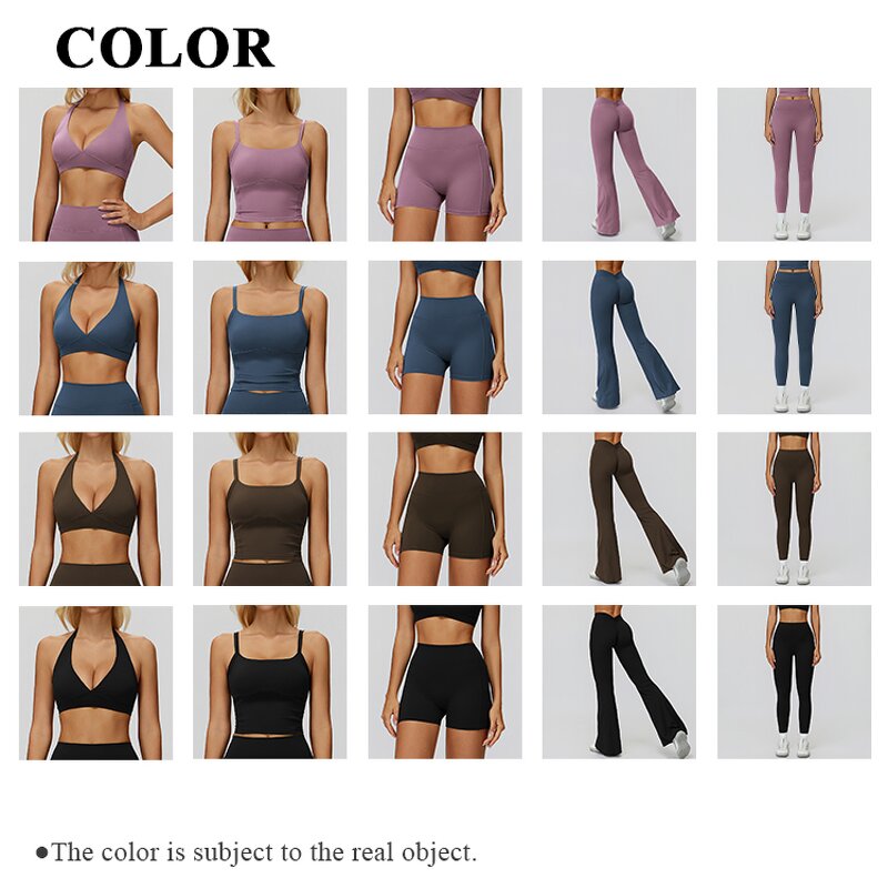 Athletic Wear Set Factory - Halter V Neck Bra V Cut Fold Shorts Leggings